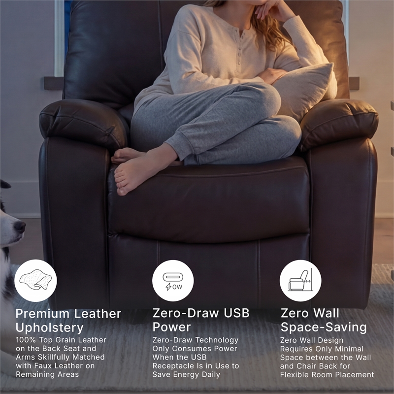 Signature Design by Ashley Leesworth Dark Brown Power Recliner