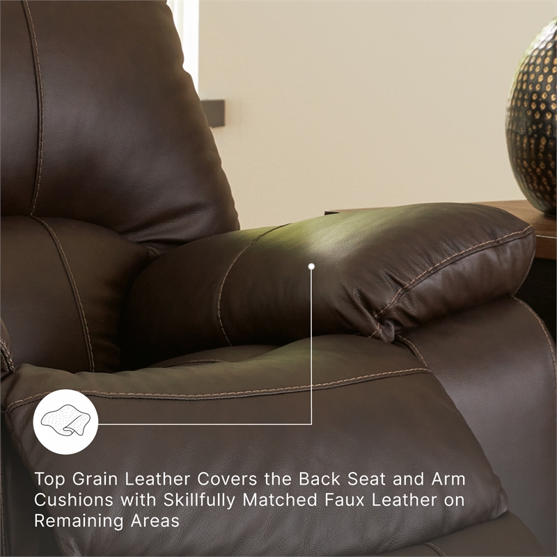 Signature Design by Ashley Leesworth Dark Brown Power Recliner