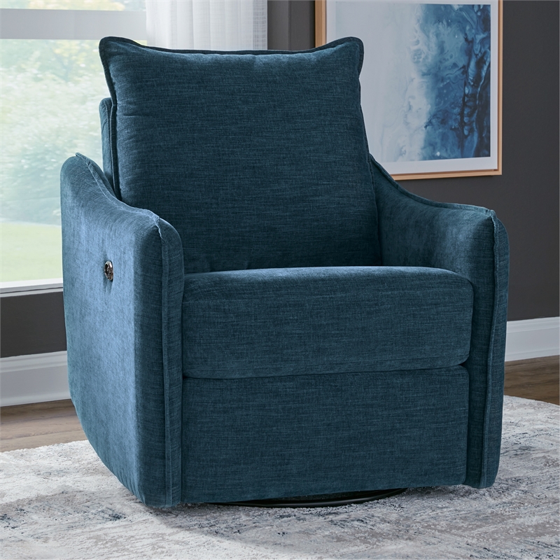Signature Design by Ashley McBurg Navy Swivel Power Recliner