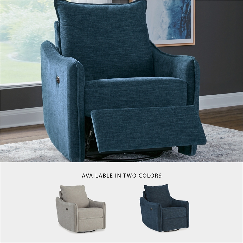 Signature Design by Ashley McBurg Navy Swivel Power Recliner
