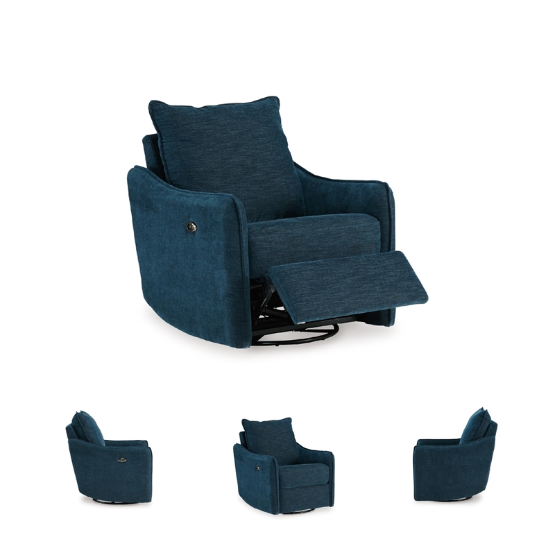 Signature Design by Ashley McBurg Navy Swivel Power Recliner