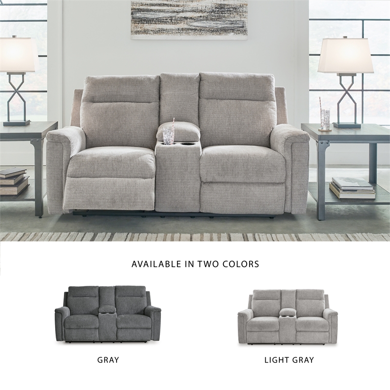 Signature Design by Ashley Barnsana Ash Power Reclining Loveseat with Console