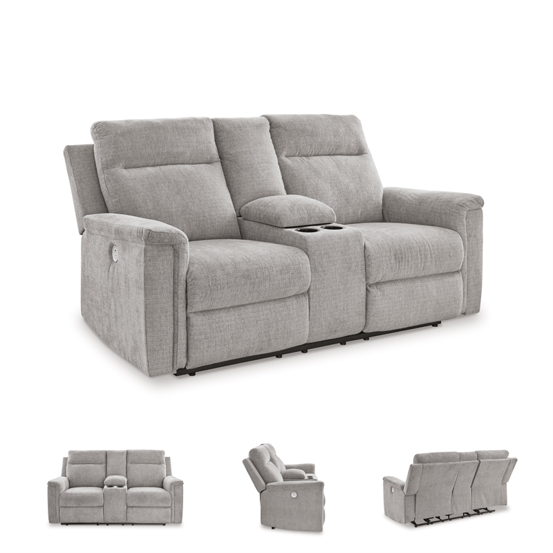 Signature Design by Ashley Barnsana Ash Power Reclining Loveseat with Console