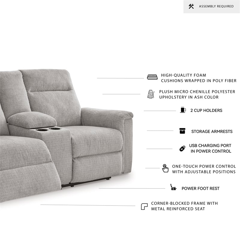 Signature Design by Ashley Barnsana Ash Power Reclining Loveseat with Console