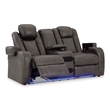 Ashley Furniture Fyne-Dyme Dark Gray Power Reclining Loveseat with Console