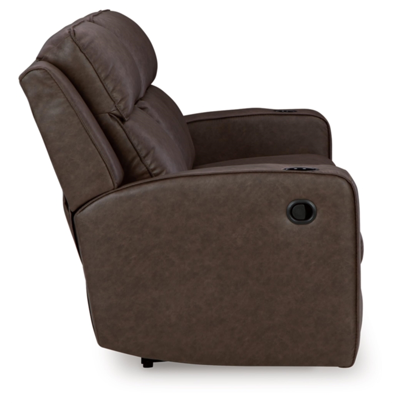 Signature Design by Ashley Lavenhorne Brown Reclining Sofa with Drop Down Table