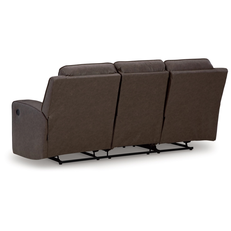 Signature Design by Ashley Lavenhorne Brown Reclining Sofa with Drop Down Table