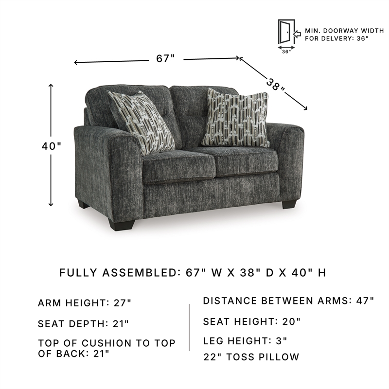 Signature Design by Ashley Lonoke Gunmetal Loveseat
