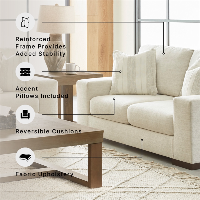 Signature Design by Ashley Maggie Birch Loveseat with Decorative Accent Pillows