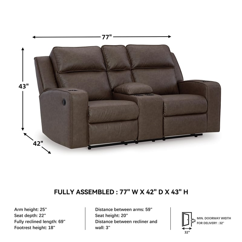 Signature Design by Ashley Lavenhorne Brown Reclining Loveseat with Console