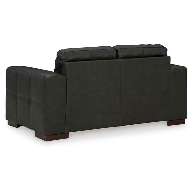 Ashley Furniture Luigi Thunder Loveseat with Exposed Feet and Faux Wood Finish