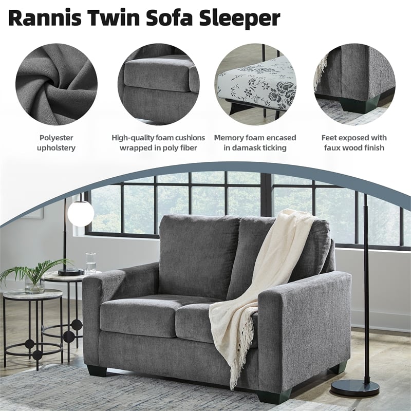 Ashley Furniture Rannis Pewter Twin Sofa Sleeper