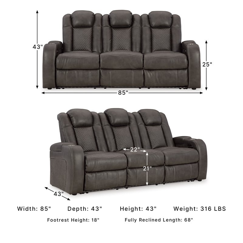 Signature Design by Ashley Fyne-Dyme Brown Power Reclining Sofa