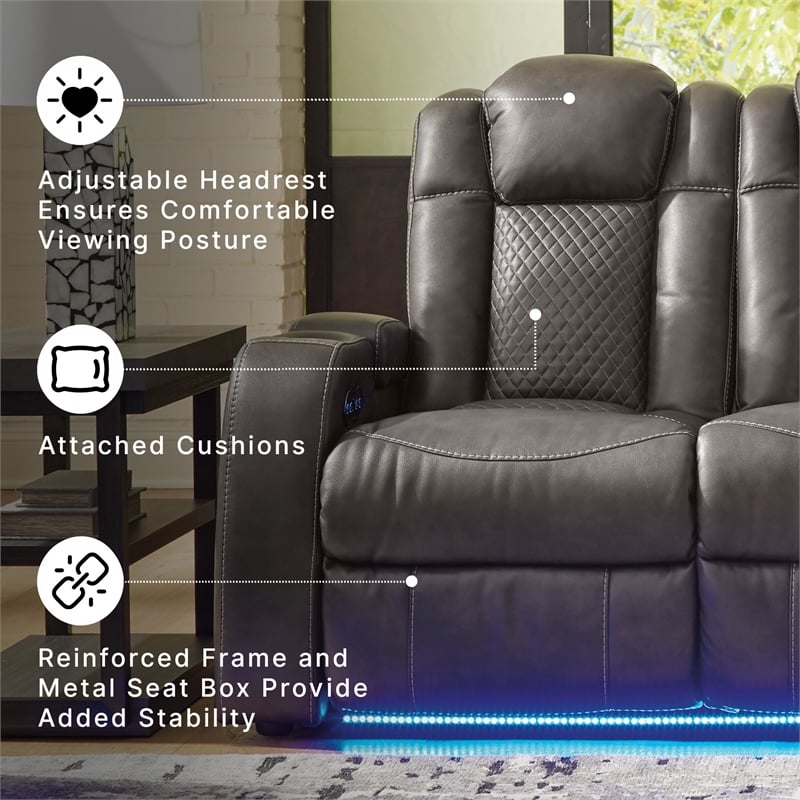 Signature Design by Ashley Fyne-Dyme Brown Power Reclining Sofa