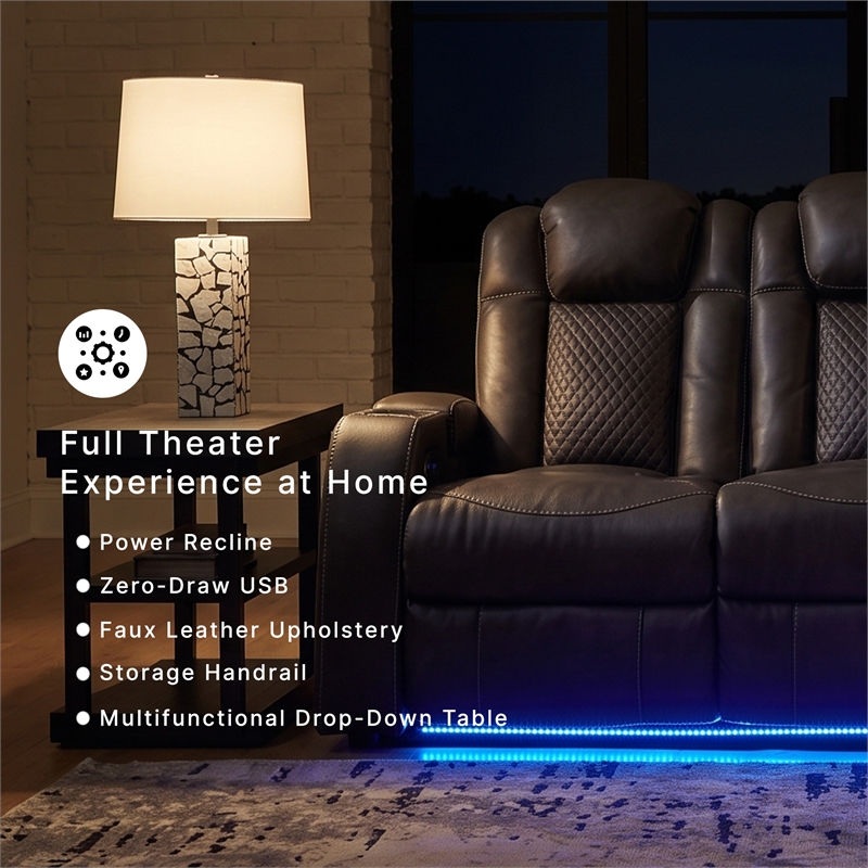 Signature Design by Ashley Fyne-Dyme Brown Power Reclining Sofa