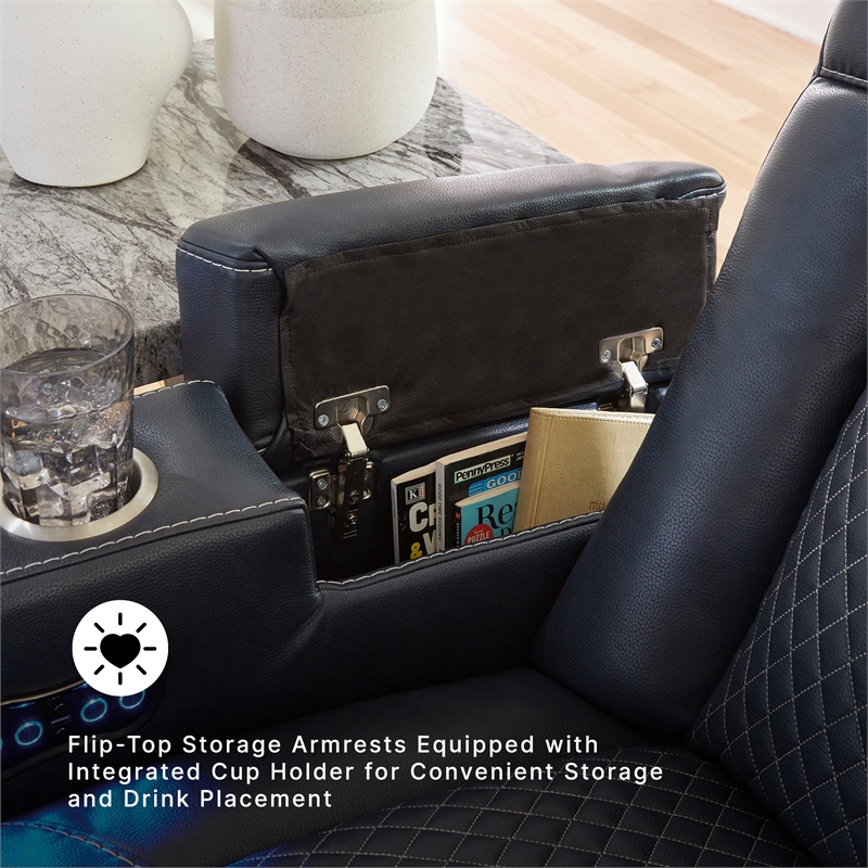 Signature Design by Ashley Fyne-Dyme Sapphire Power Reclining Sofa