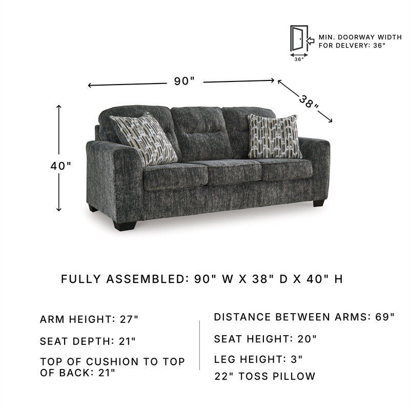 Signature Design by Ashley Lonoke Gunmetal Sofa