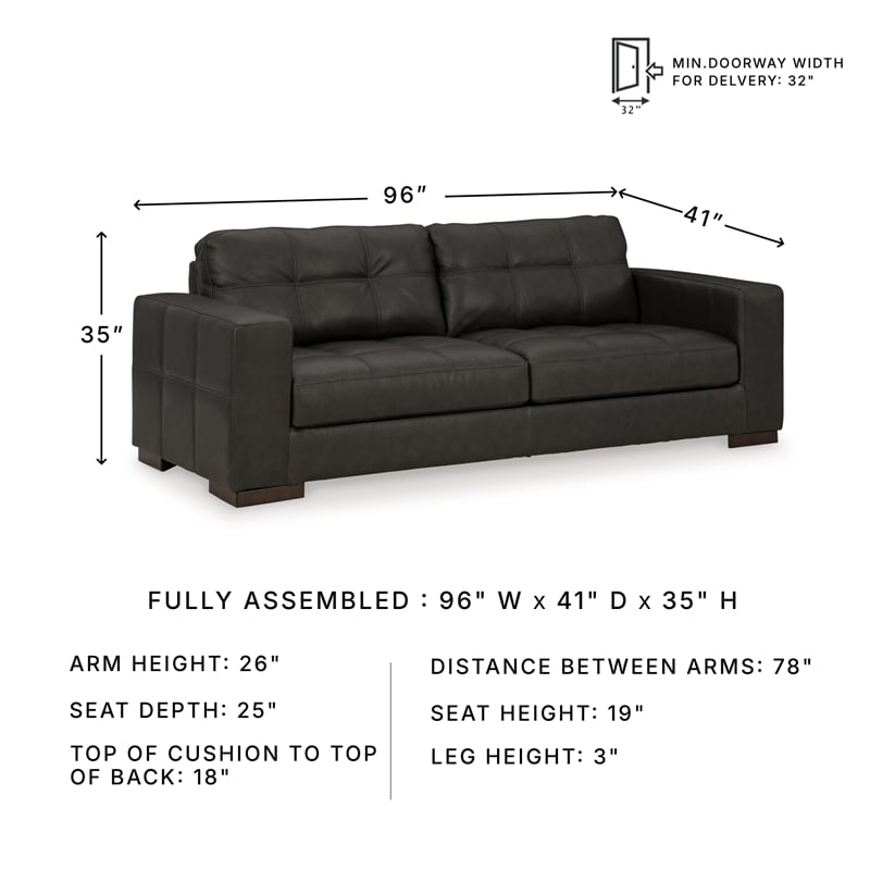 Ashley Furniture Luigi Thunder Sofa with Exposed feet and Faux Wood Finish
