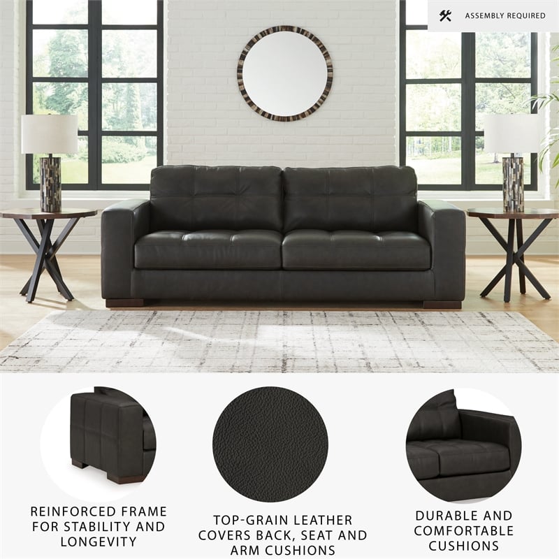 Ashley Furniture Luigi Thunder Sofa with Exposed feet and Faux Wood Finish