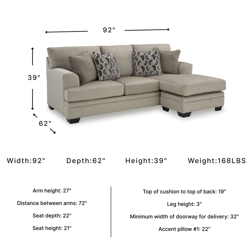 Signature Design by Ashley Stonemeade Taupe Sofa Chaise