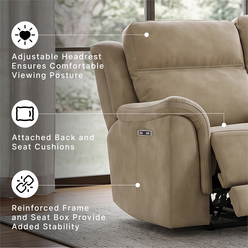 Ashley Furniture Next-Gen DuraPella Sand Power Reclining Loveseat with Console