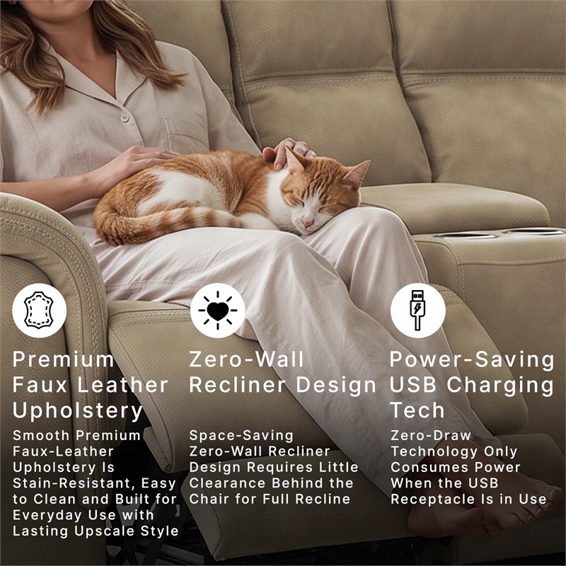 Ashley Furniture Next-Gen DuraPella Sand Power Reclining Loveseat with Console