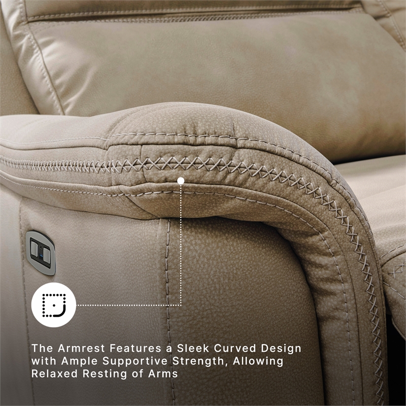 Ashley Furniture Next-Gen DuraPella Sand Power Reclining Loveseat with Console