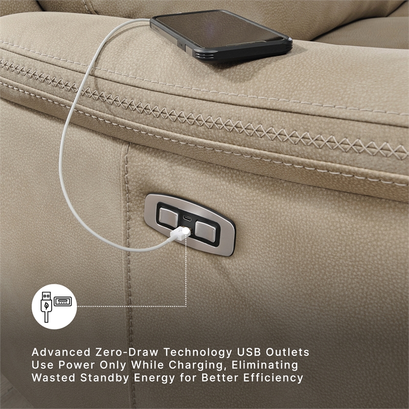 Ashley Furniture Next-Gen DuraPella Sand Power Reclining Loveseat with Console