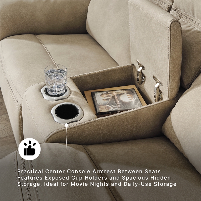 Ashley Furniture Next-Gen DuraPella Sand Power Reclining Loveseat with Console