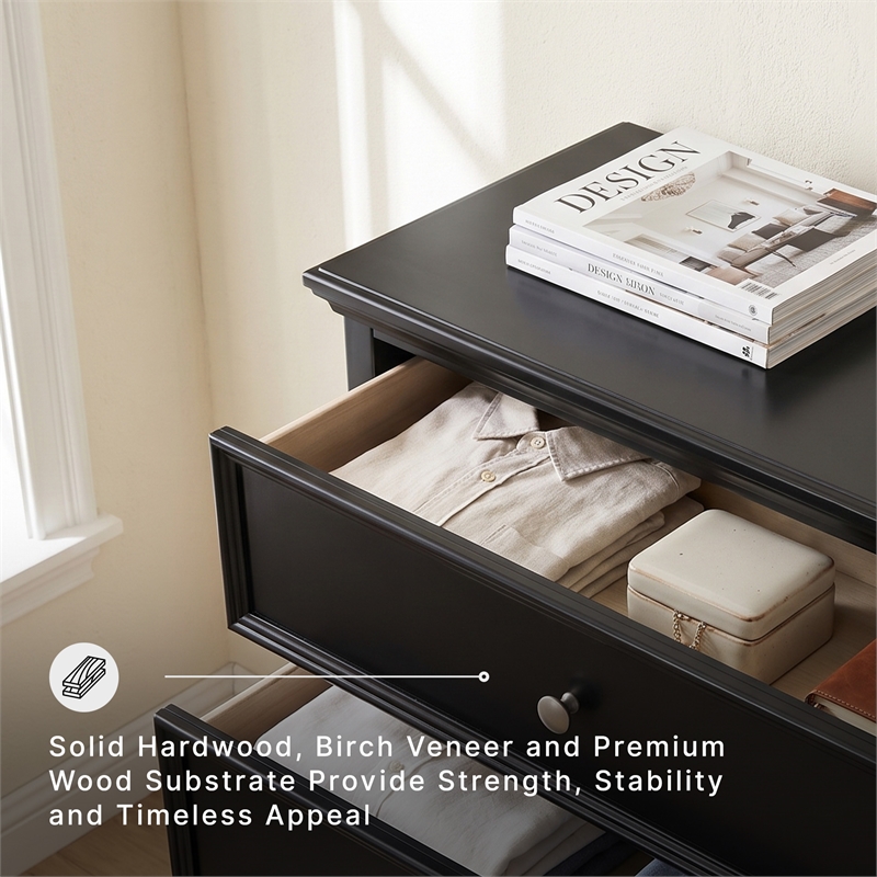 Ashley Furniture Lanolee Solid Wood 5-Drawers Bedroom Chest in Black