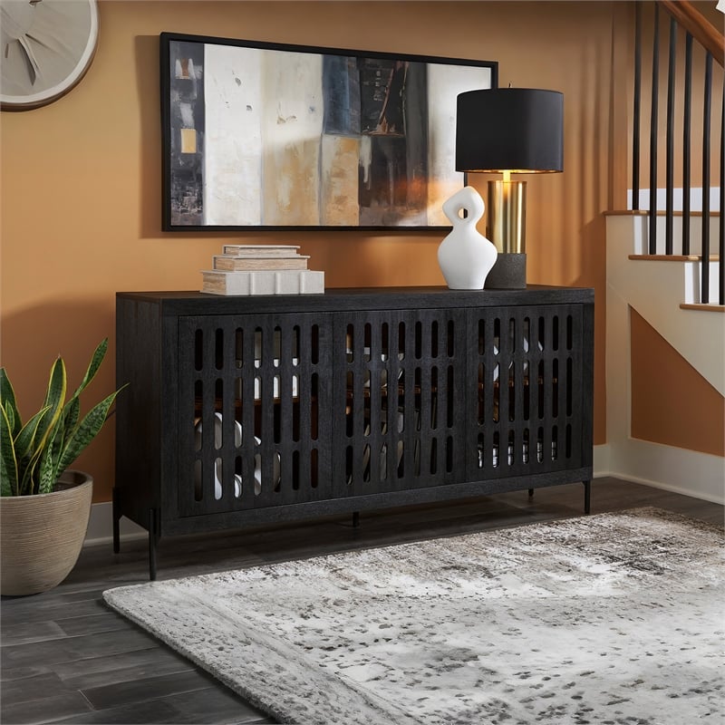 Signature Design by Ashley Vallisburg Black & Natural Accent Cabinet