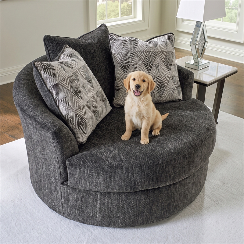 Signature Design by Ashley Biddeford Shadow Oversized Swivel Accent Chair