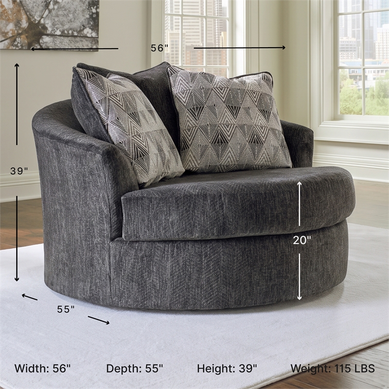 Signature Design by Ashley Biddeford Shadow Oversized Swivel Accent Chair