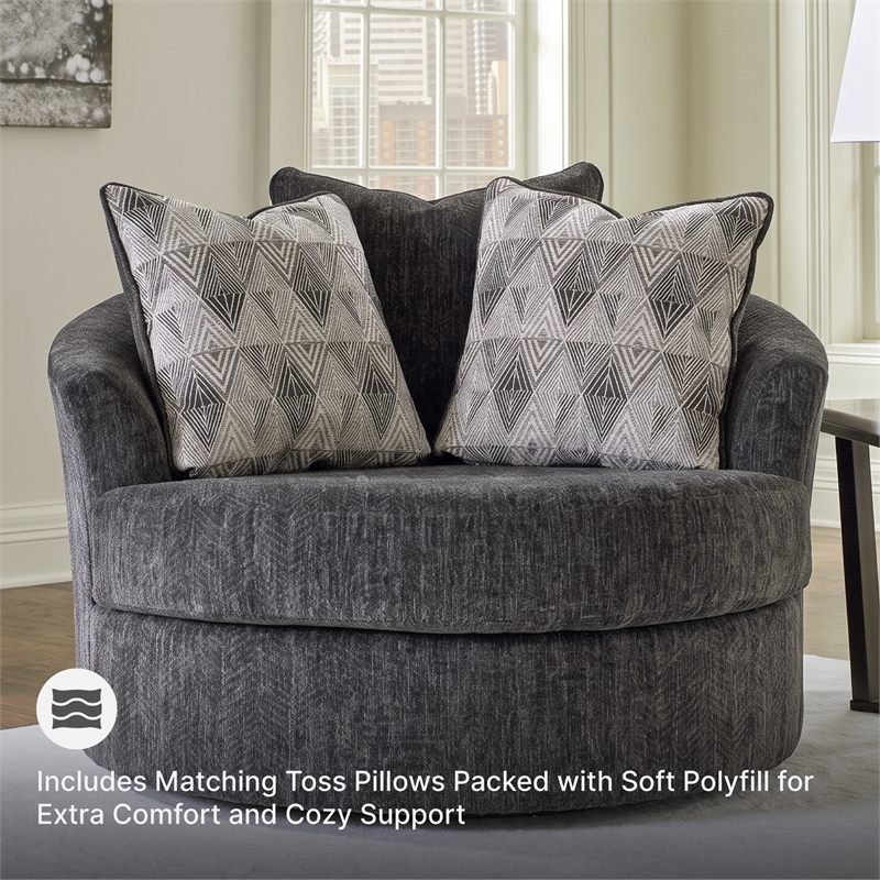 Signature Design by Ashley Biddeford Shadow Oversized Swivel Accent Chair