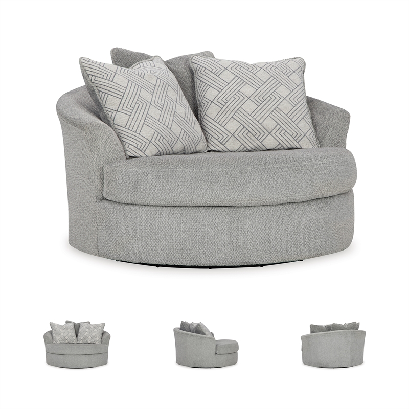 Signature Design by Ashley Casselbury Cement Oversized Swivel Accent Chair