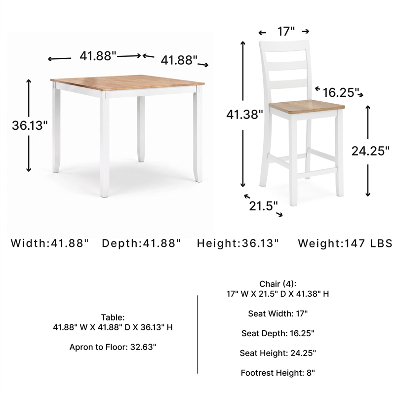 Ashley Furniture Gesthaven White Counter Height Dining Table Set - Set of 5
