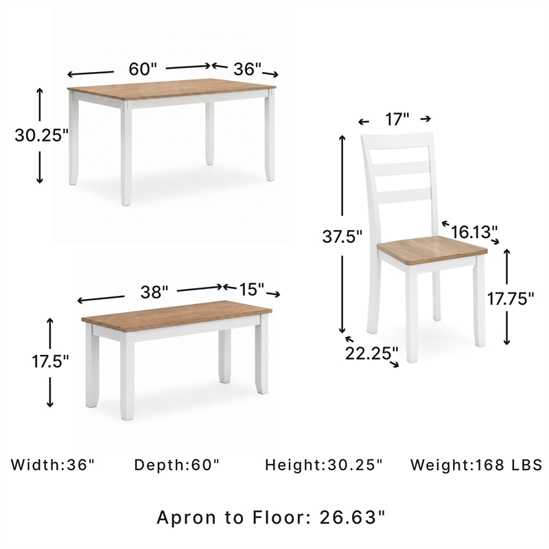 Signature Design by Ashley Gesthaven Natural & White Dining Table Set - Set of 6