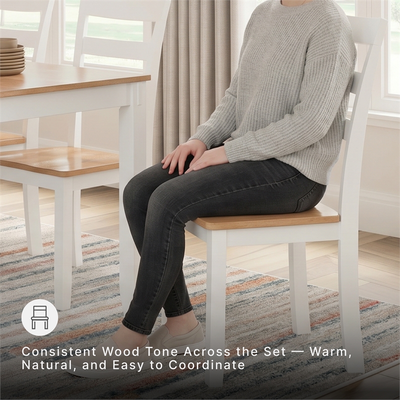 Signature Design by Ashley Gesthaven Natural & White Dining Table Set - Set of 6