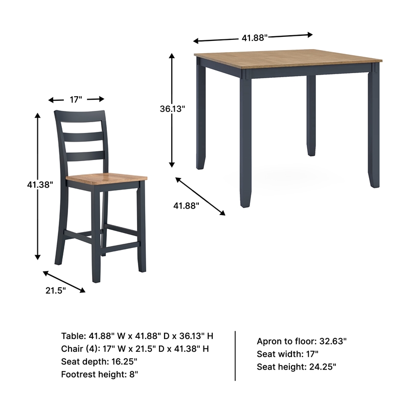 Ashley Furniture Gesthaven Blue Counter Height Dining Table Set - Set of 5