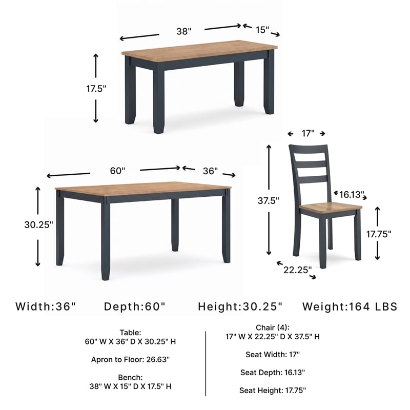 Signature Design by Ashley Gesthaven Natural & Blue Dining Table Set - Set of 6