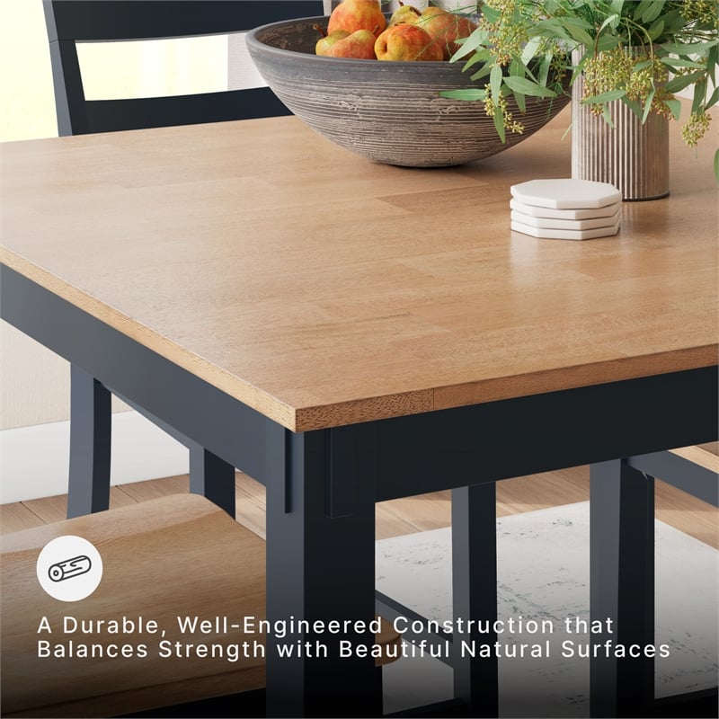 Signature Design by Ashley Gesthaven Natural & Blue Dining Table Set - Set of 6