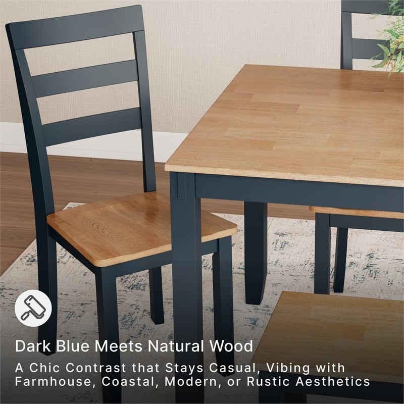 Signature Design by Ashley Gesthaven Natural & Blue Dining Table Set - Set of 6