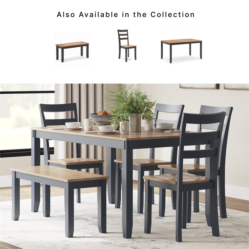 Signature Design by Ashley Gesthaven Natural & Blue Dining Table Set - Set of 6