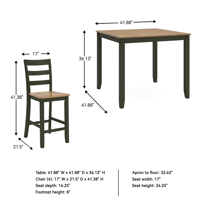 Ashley Furniture Gesthaven Green Counter Height Dining Table Set - Set of 5