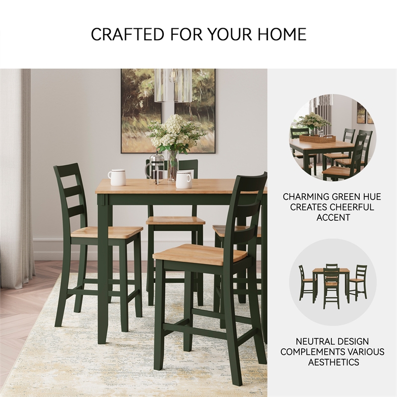 Ashley Furniture Gesthaven Green Counter Height Dining Table Set - Set of 5