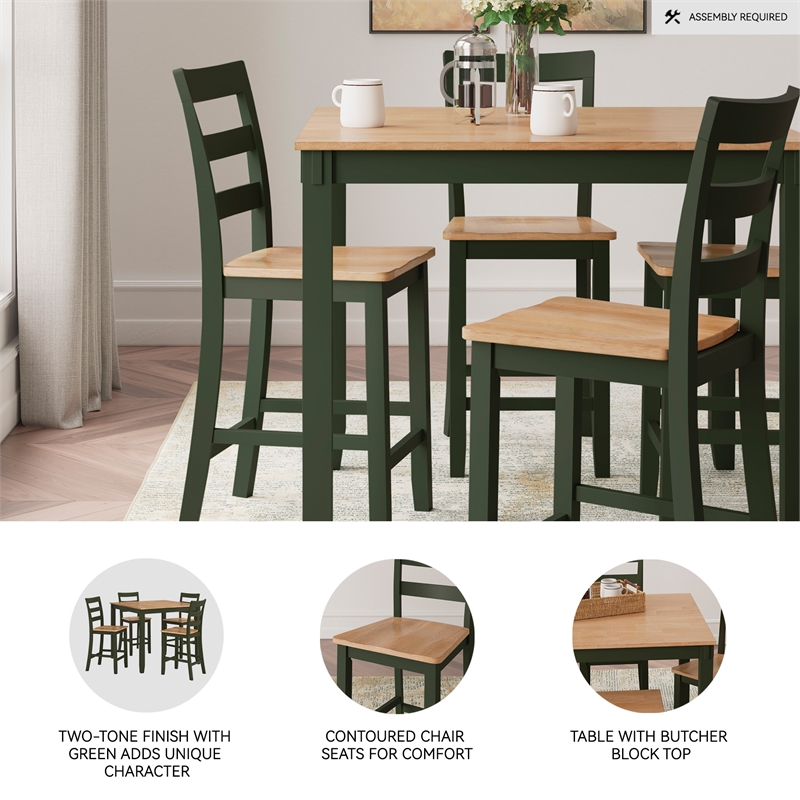 Ashley Furniture Gesthaven Green Counter Height Dining Table Set - Set of 5