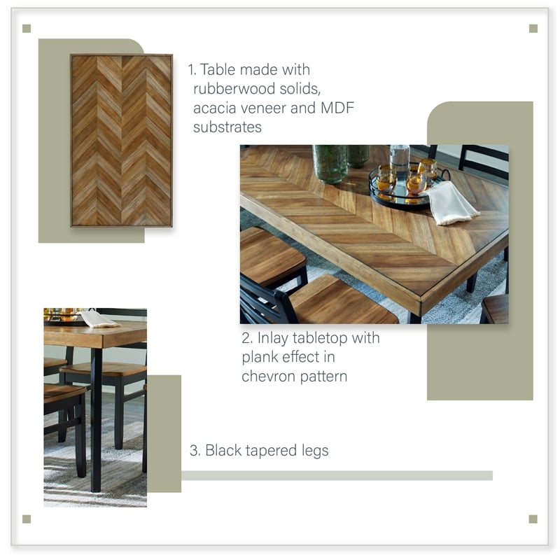 Ashley Furniture Blondon Brown & Black Dining Table and 6 Chairs - Set of 7