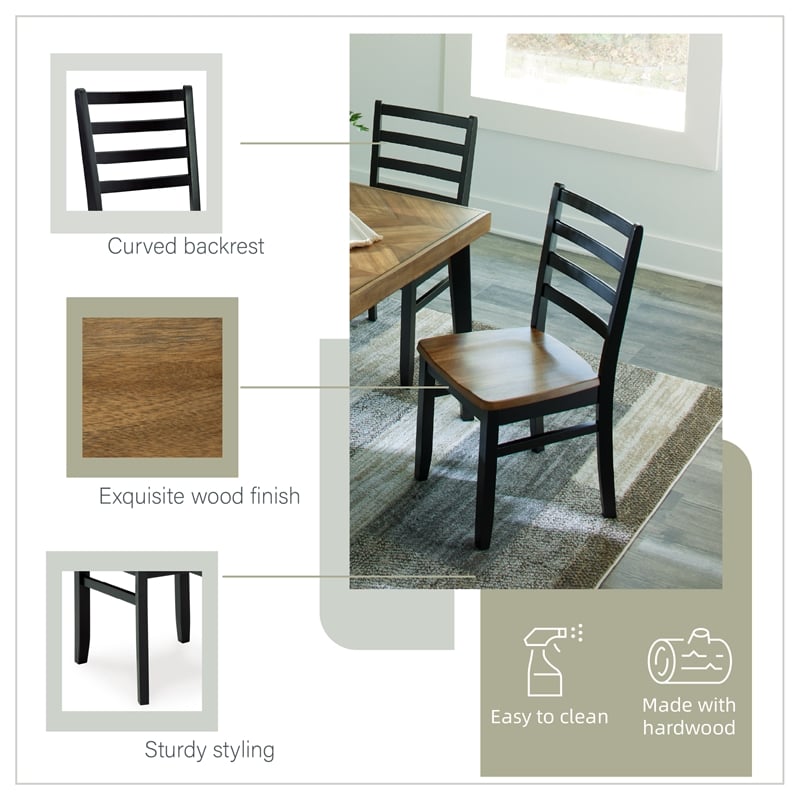 Ashley Furniture Blondon Brown & Black Dining Table and 6 Chairs - Set of 7