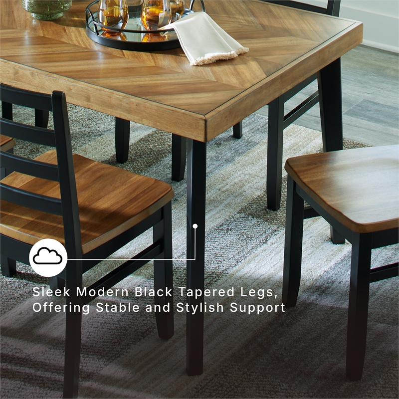 Ashley Furniture Blondon Brown & Black Dining Table and 6 Chairs - Set of 7