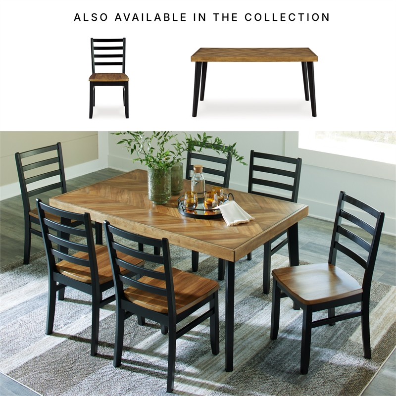 Ashley Furniture Blondon Brown & Black Dining Table and 6 Chairs - Set of 7